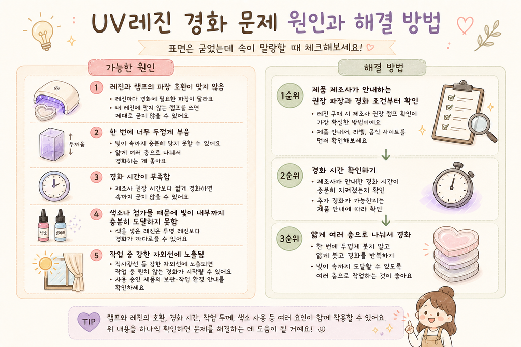 UV레진 사용법|처음 써보면서 몰랐던 것들 UV레진 기본 작업 순서 손그림 일러스트